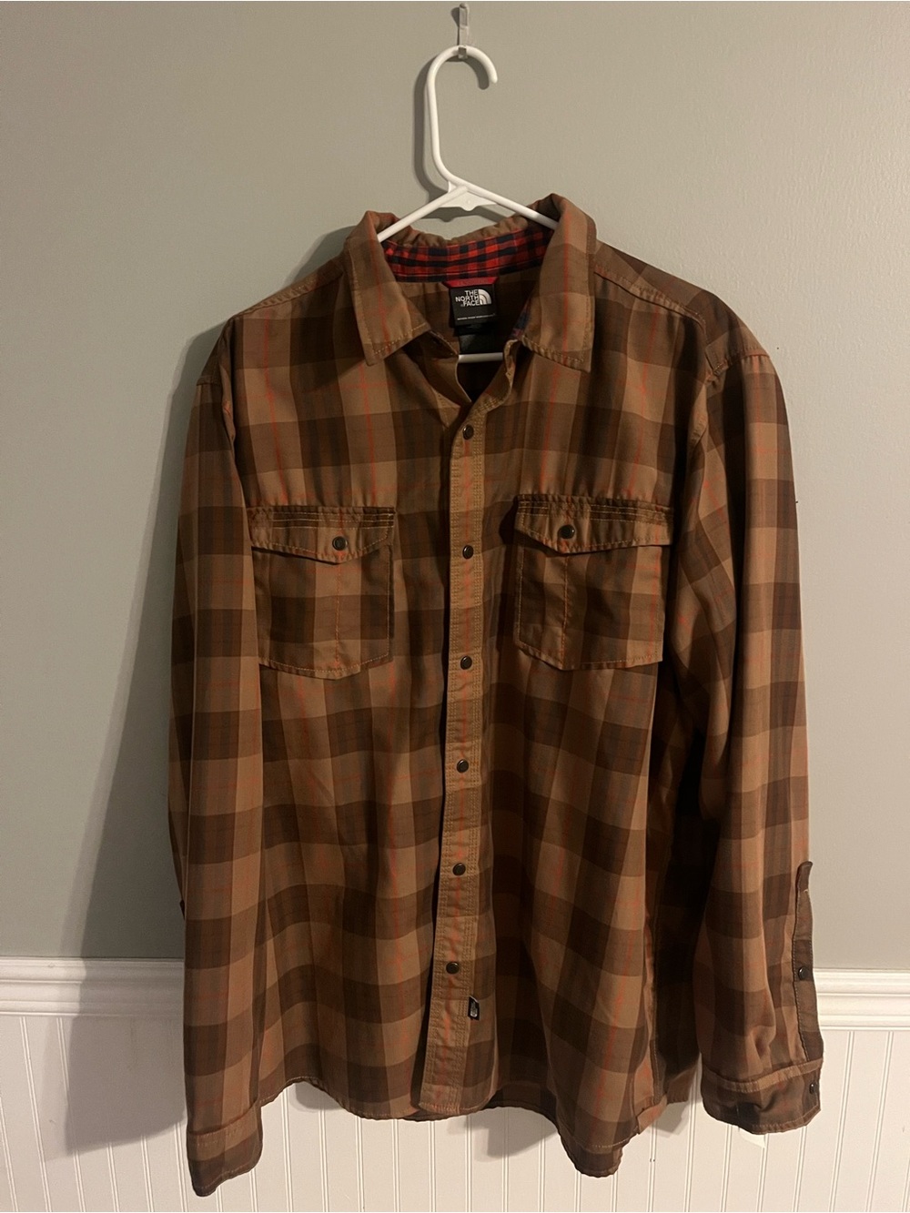 The North Face Brown Plaid Long-Sleeve Button-Down Shirt